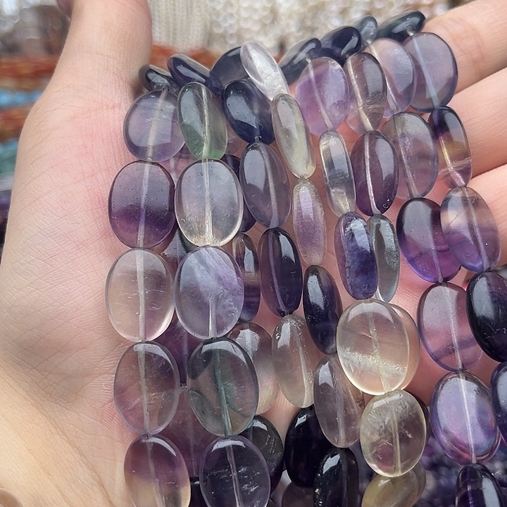 玛瑙/玉髓未镶嵌珠宝半成品一条13mm左右萤石椭圆片