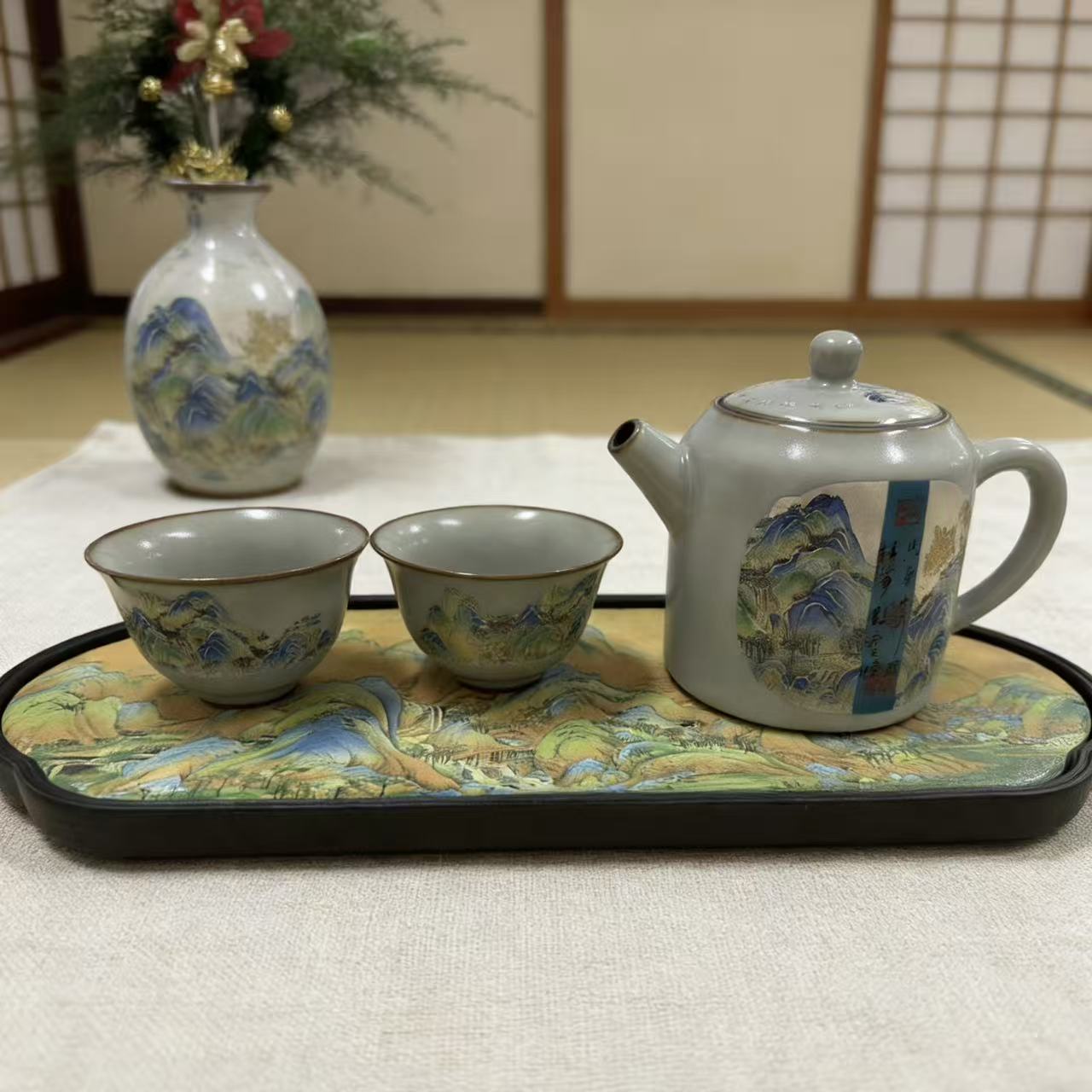青云志-【高山流水】铁胎直身壶+2杯+盘-2601