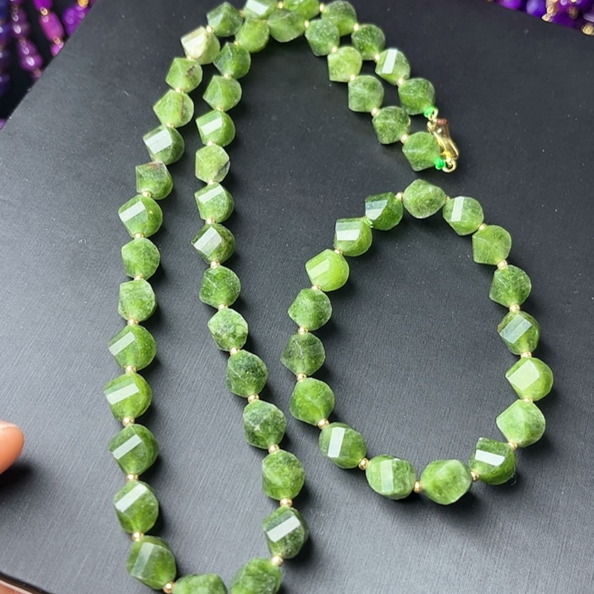 【闪购商品】琉璃DIY绿丝绒玉华透纽纽珠套装项链手串卡10爆款