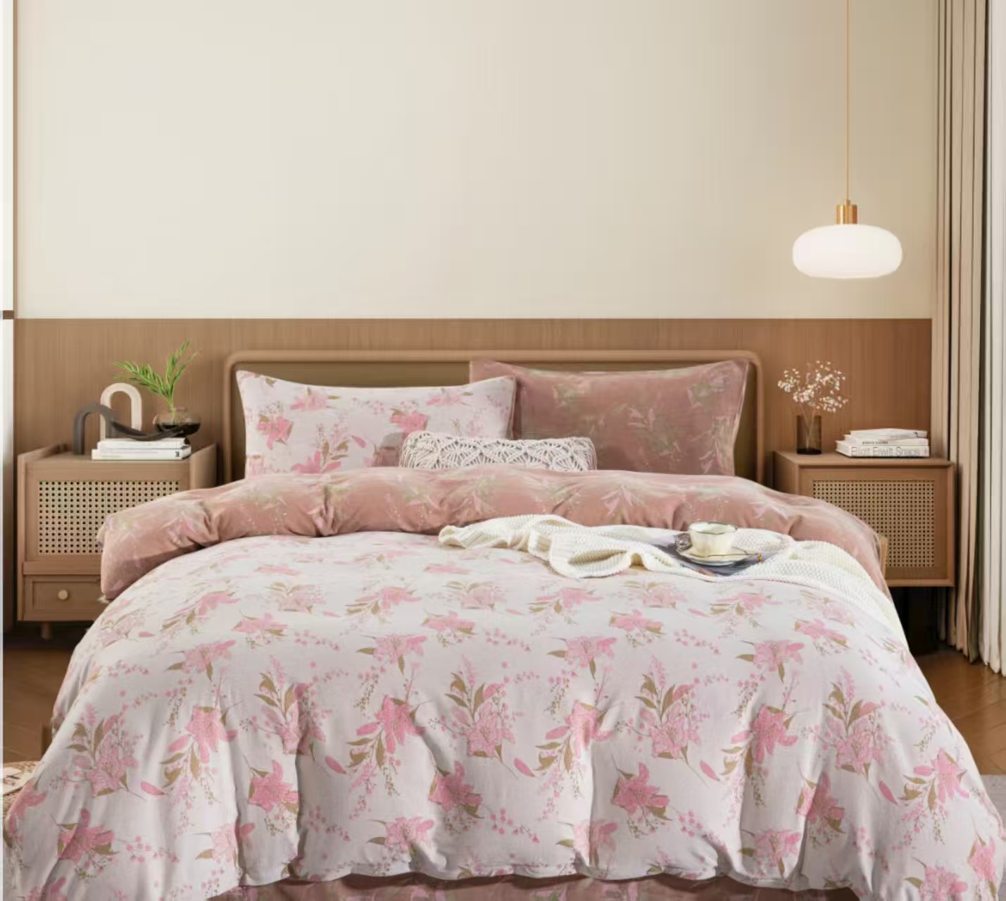 M【春日花语-粉】200*230cm棉麻夏被亲肤时尚双面轻奢被子