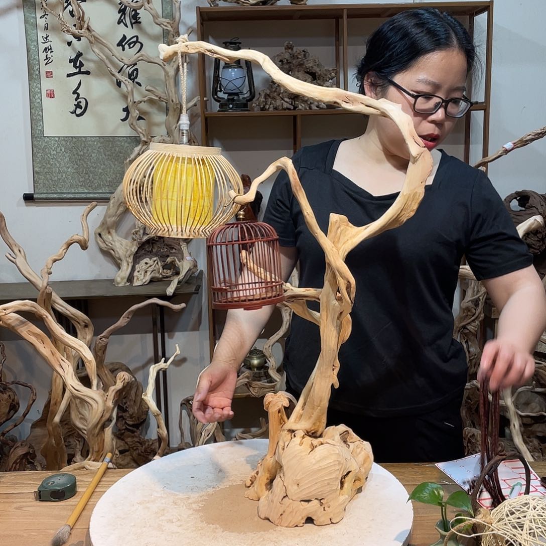 香杉木杜鹃根根艺摆件