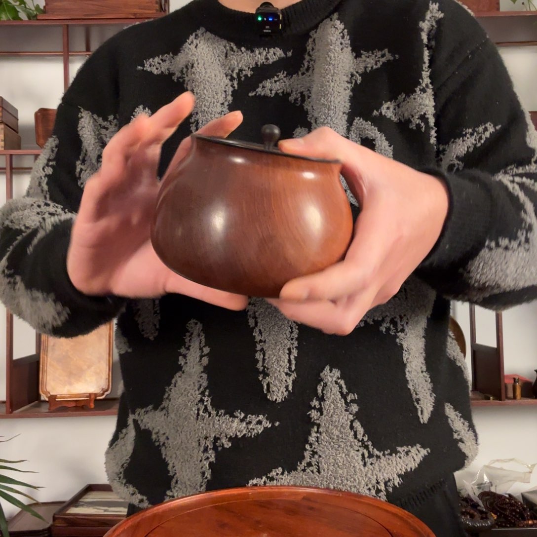 向***葵木缅甸花梨茶叶罐11