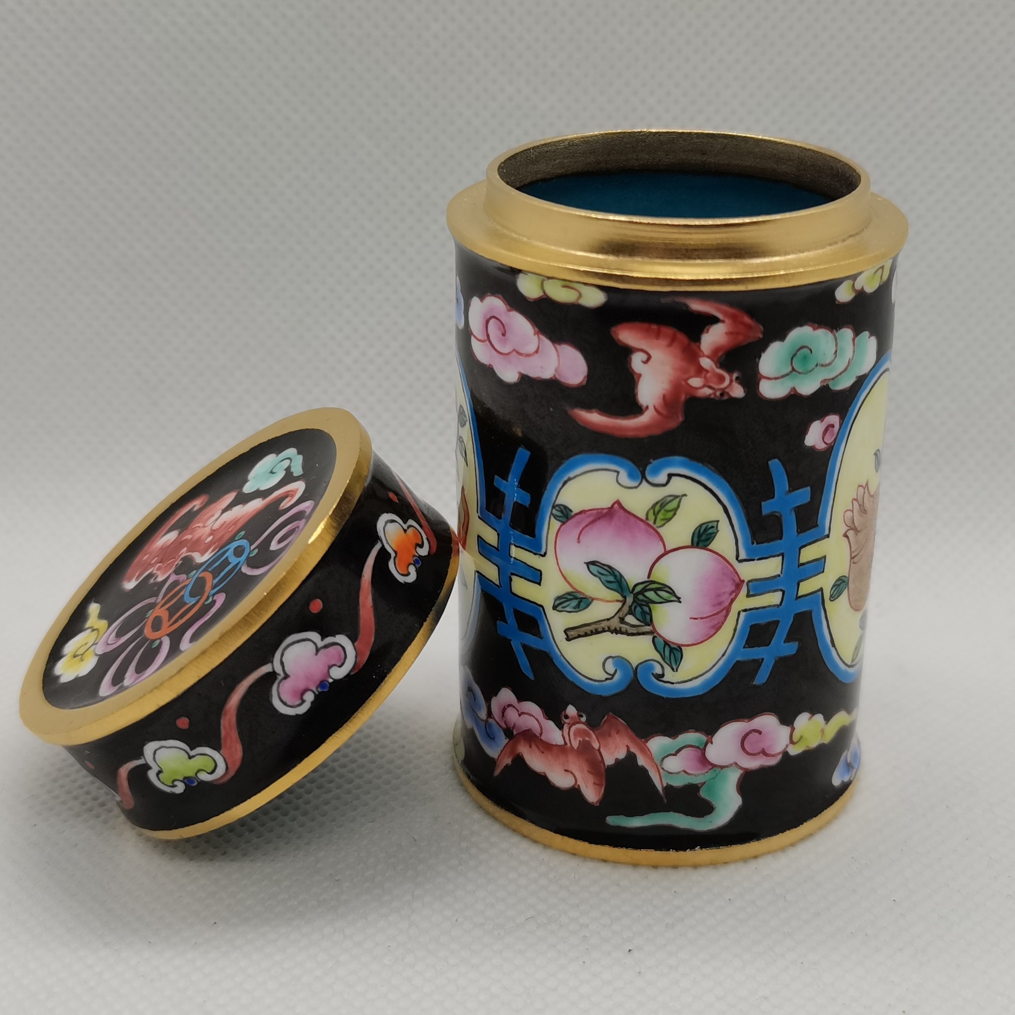 铜胎画珐琅牙签筒三多图家居摆件朋友礼物收藏品非遗礼品商务礼品