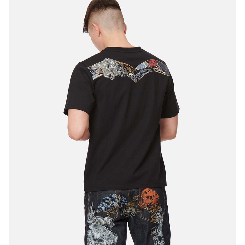 EVISU春夏线性狛犬大M印花宽松潮牌情侣款t恤2ESHTM2TS511XXCT