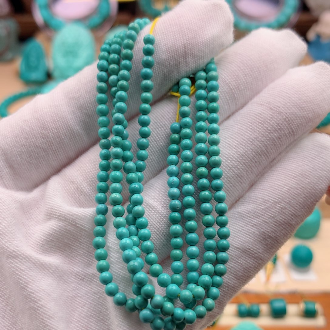 绿松石珠宝奇石未镶嵌3.1mm小米链