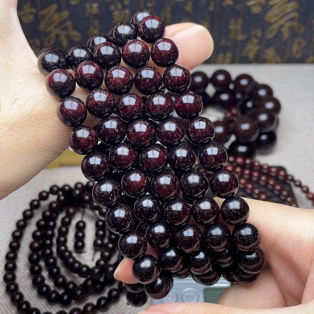 檀香紫檀（小叶紫檀）1.0 108颗 高油密多金星