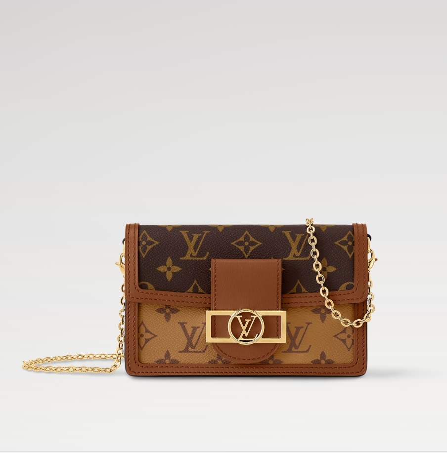 99新 LouisVuitton/路易威登 小七老花达芙妮woc链条单肩包 