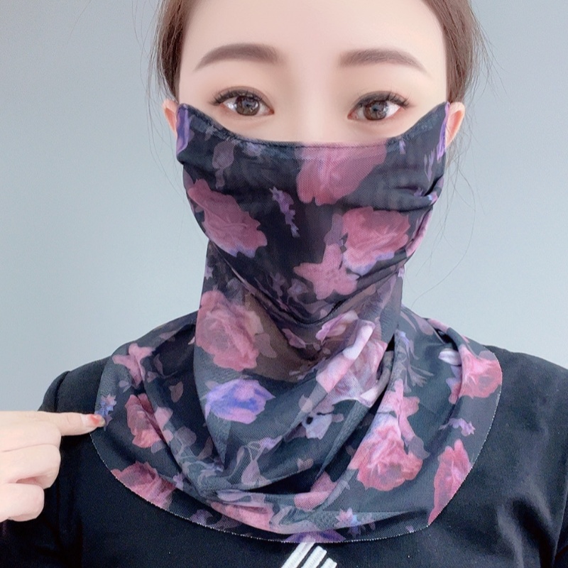 夏季冰丝防晒口罩围脖丝巾一体薄款透气女士护眼角面纱