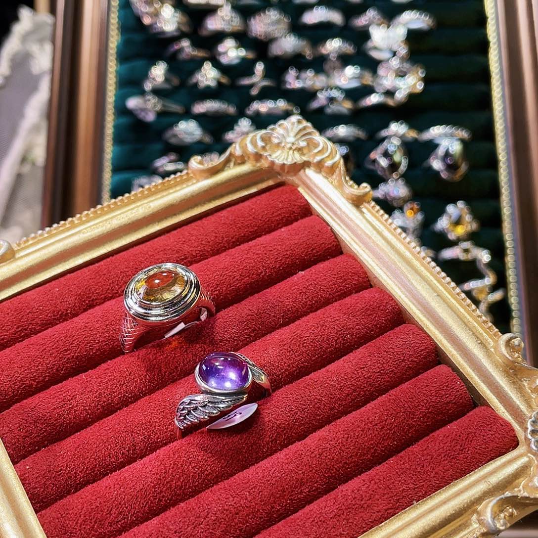 跃***跃925银黄水紫水两个戒指