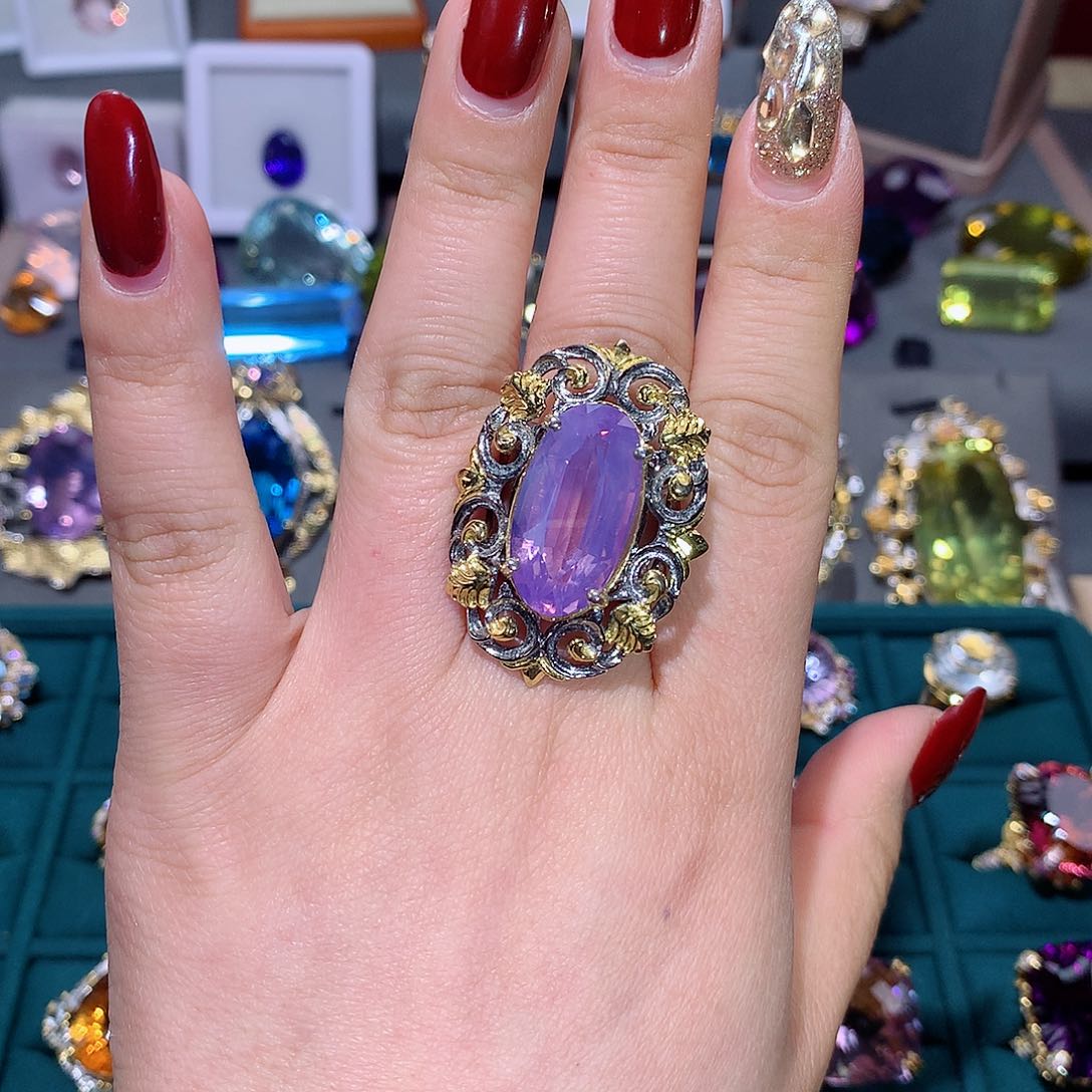 戒指银S925镶嵌水晶戒指