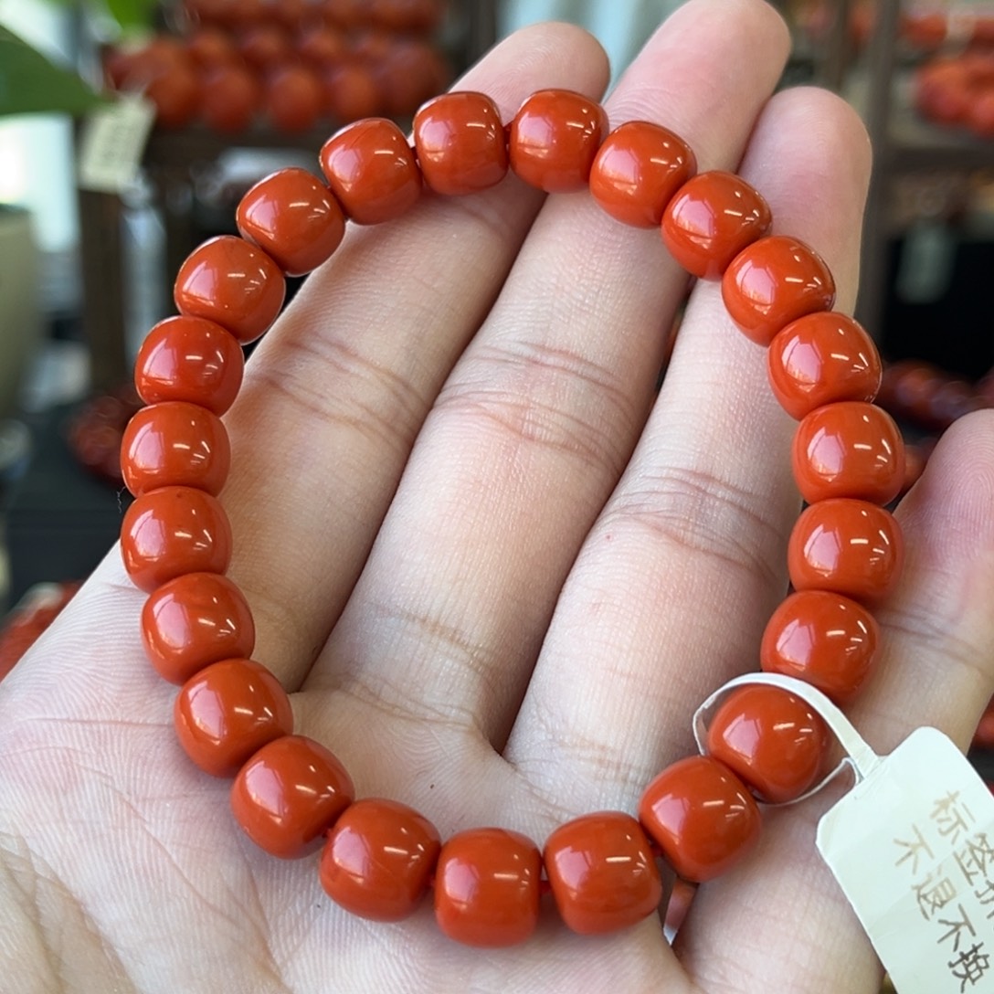 打***帅南红玛瑙未镶嵌手链保山冷水河老型手串9+
