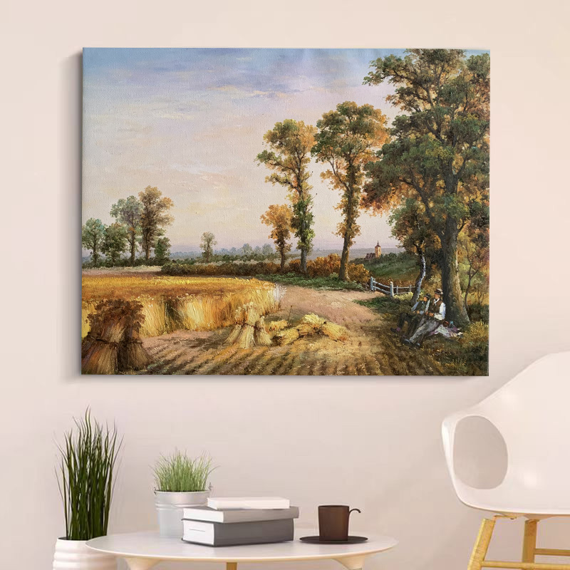 《秋野憩歌》50*60含内框，刘春建手绘油画装饰画，客厅背景墙挂画