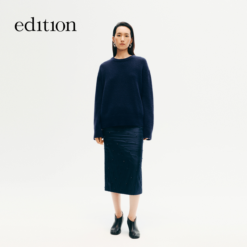 【商场同款】edition2025冬季新款手工钉珠夹棉半裙#EBE4SKT025