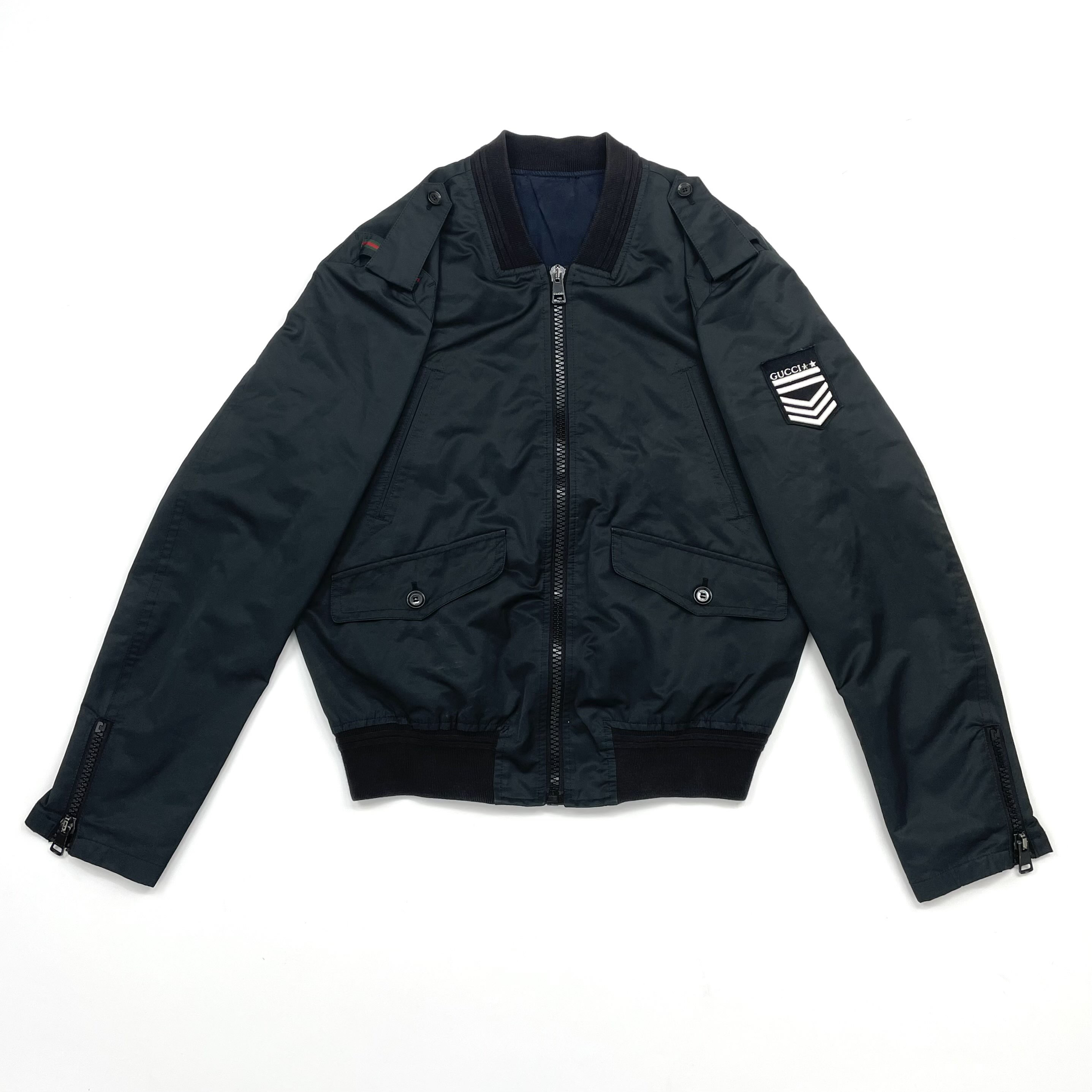 95新 GUCCI/古驰 黑色口袋袖标夹克/50码/95新/0338