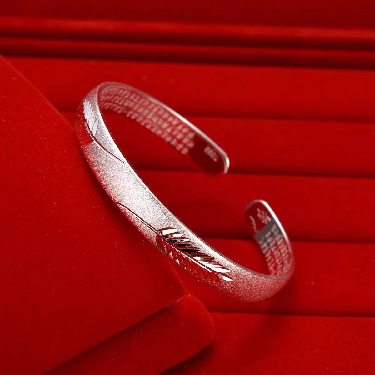 足银手镯 开口心经贵妃足银手镯CL061