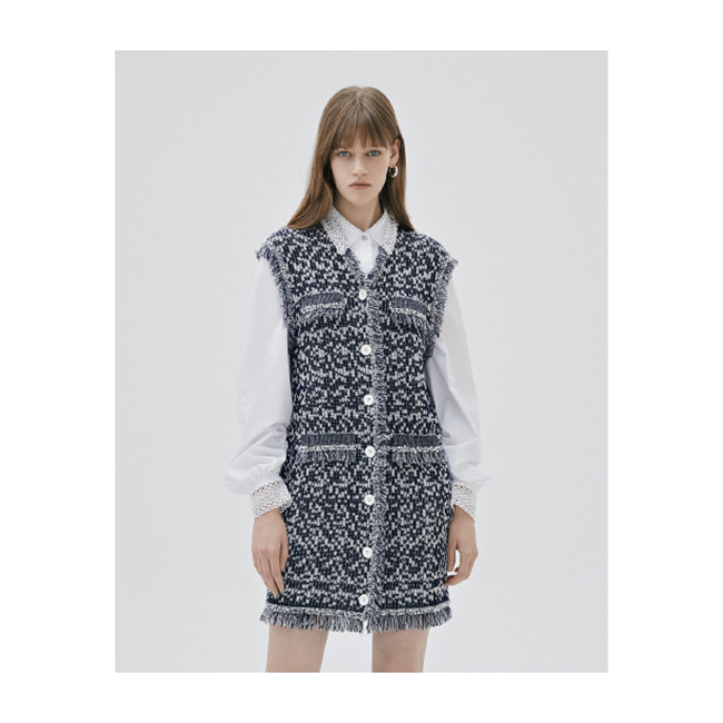 FALEMIG-歌系小香风拼接毛针织衫上衣EWE334M08400