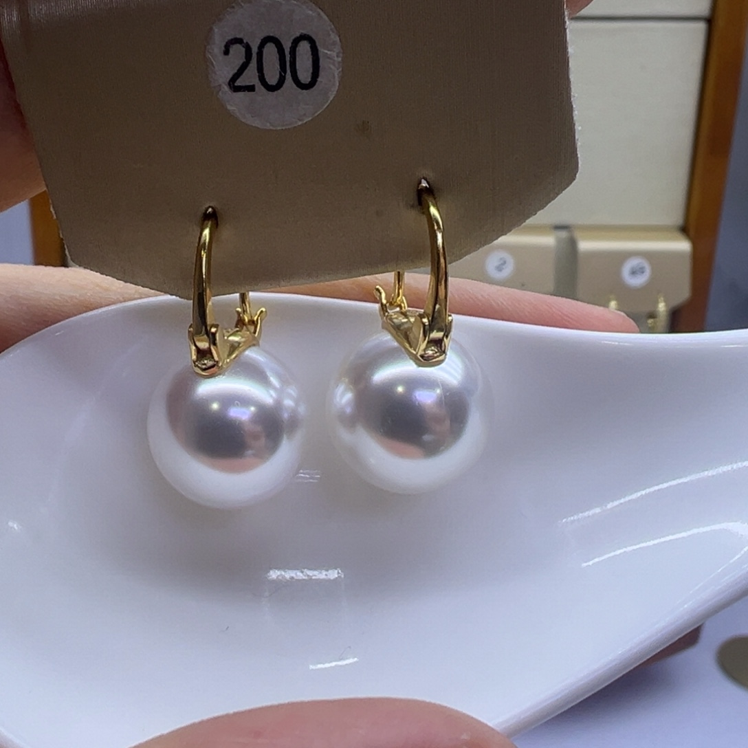 淡水珍珠银S925镶嵌耳坠