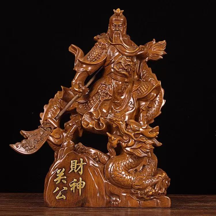 武财神关公二爷雕刻摆件