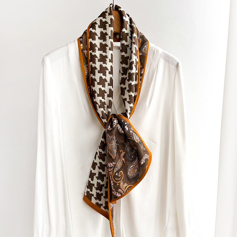 (静心腰果)匠心绵柔双层双面围巾尺寸144*21斜边领巾#A-3008