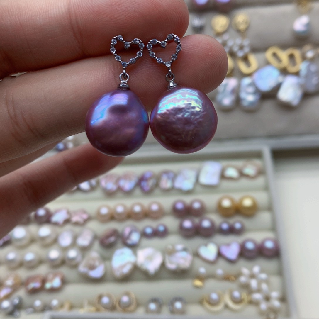 淡水珍珠耳饰合金