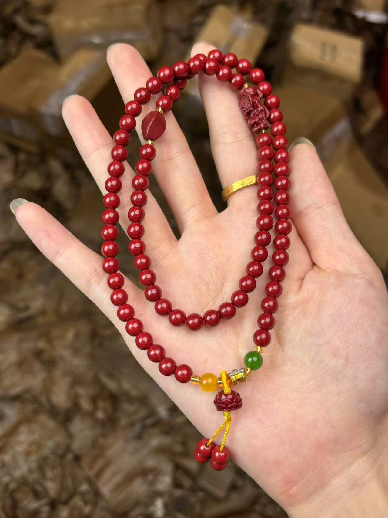 天然辰砂AD313-精品手串（无礼盒）