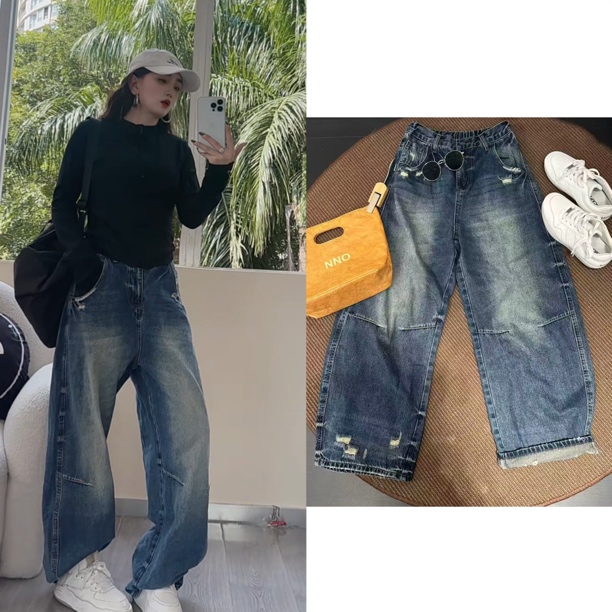 佟掌柜-欧货磨破牛仔 早秋痞帅牛仔裤百搭69126