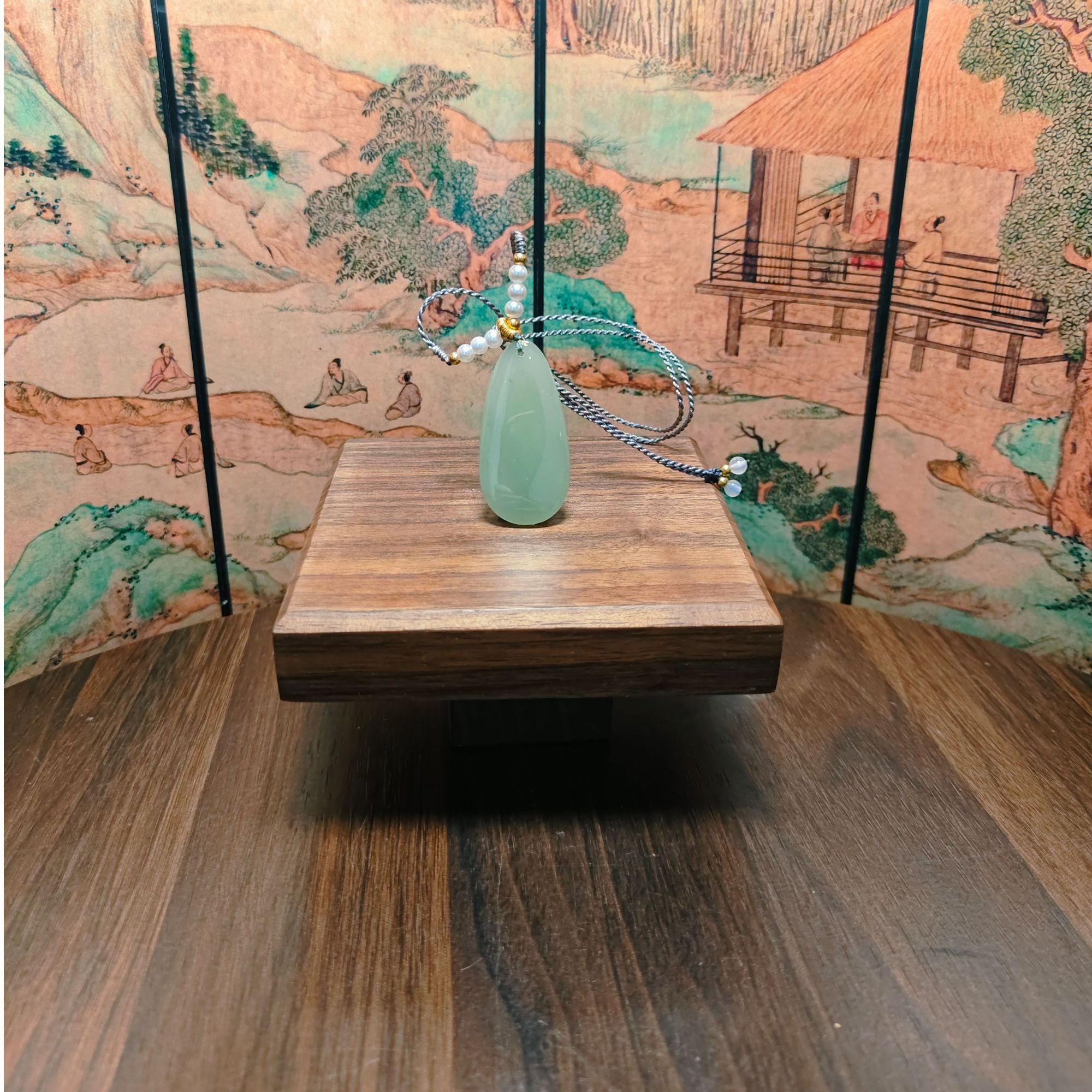 R和田玉水滴无事牌吊坠1169