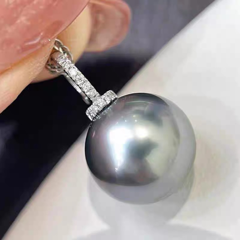 吊坠925银 14mm铂金灰吊坠气质款