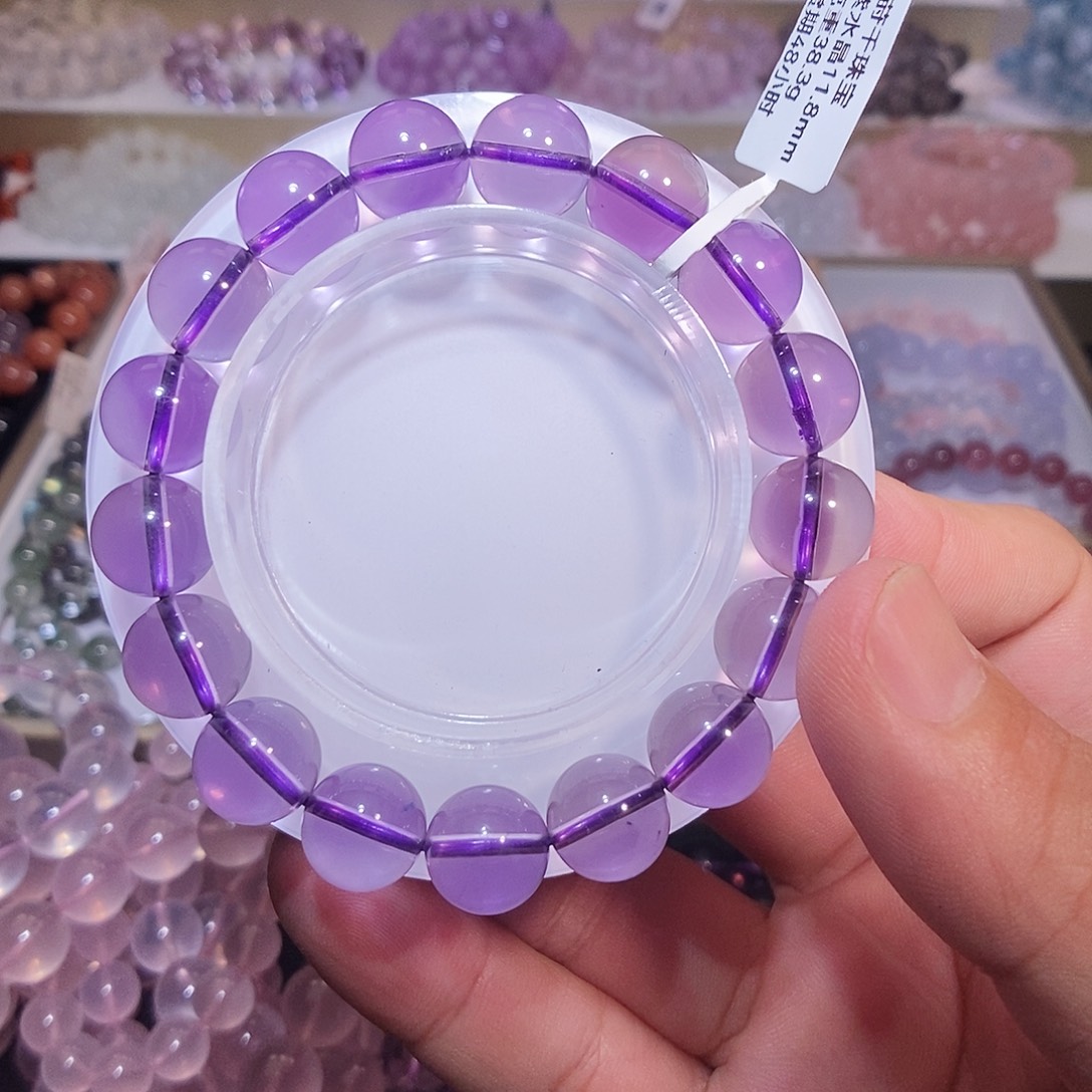 水晶手链未镶嵌巴西紫水晶全净体11.5mm