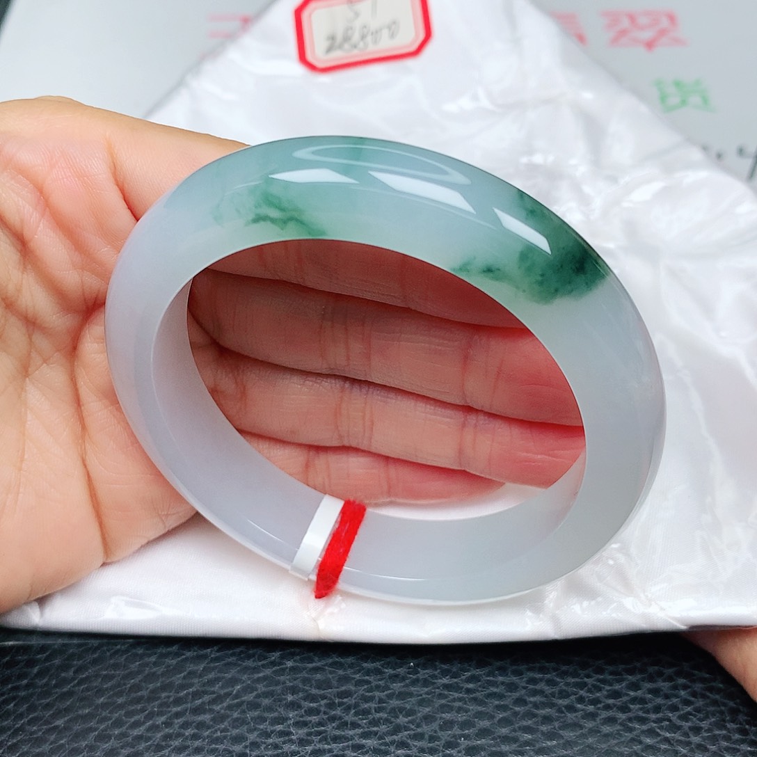未镶嵌手镯翡翠冰胶飘绿花38