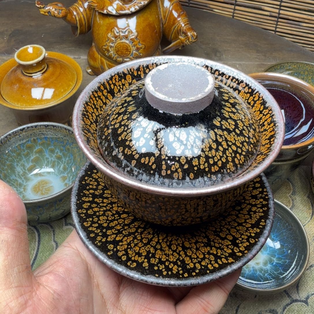 中***赁茶盏建盏精品三有三才盖碗