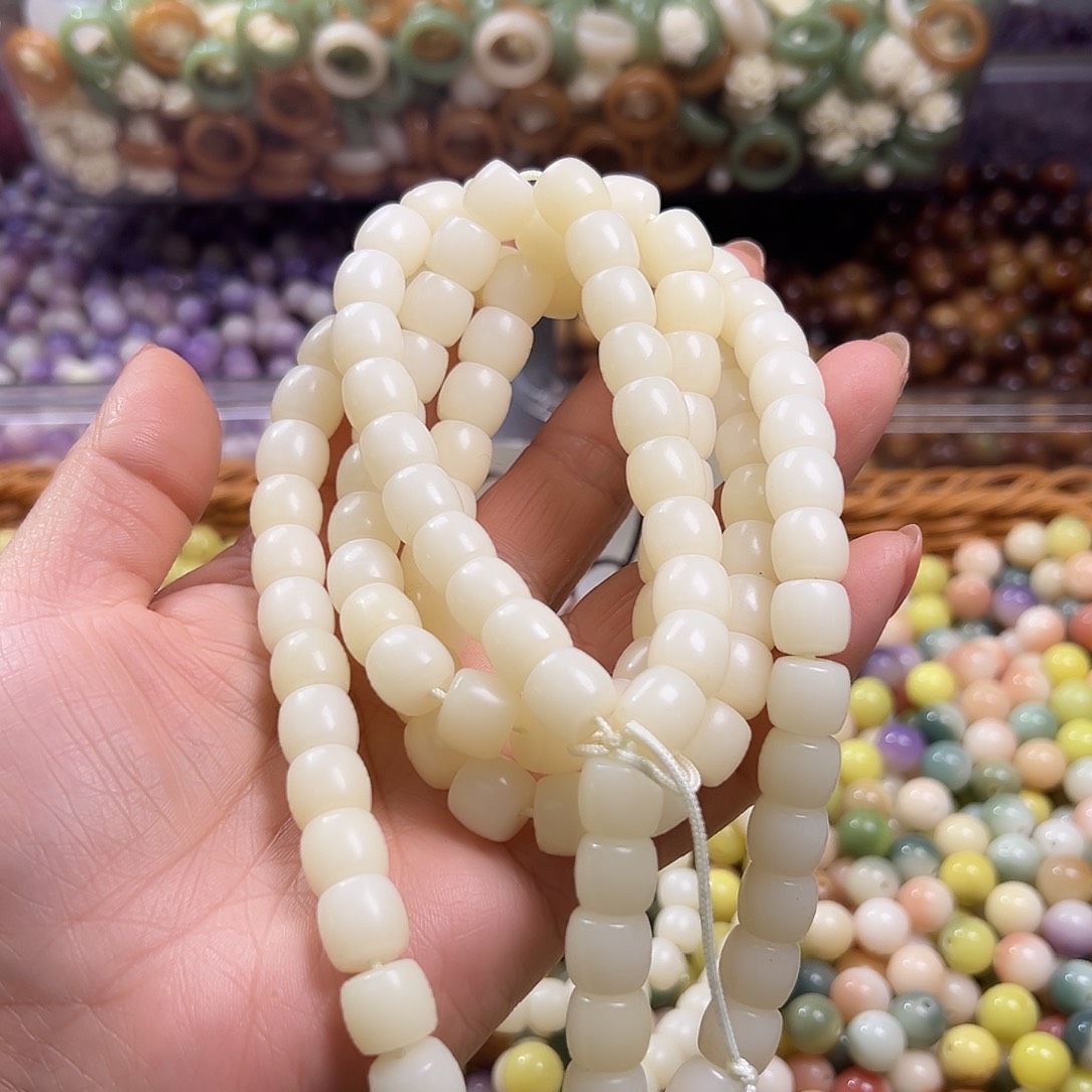 菩提根/象牙果吊坠卡11奶白直切110颗