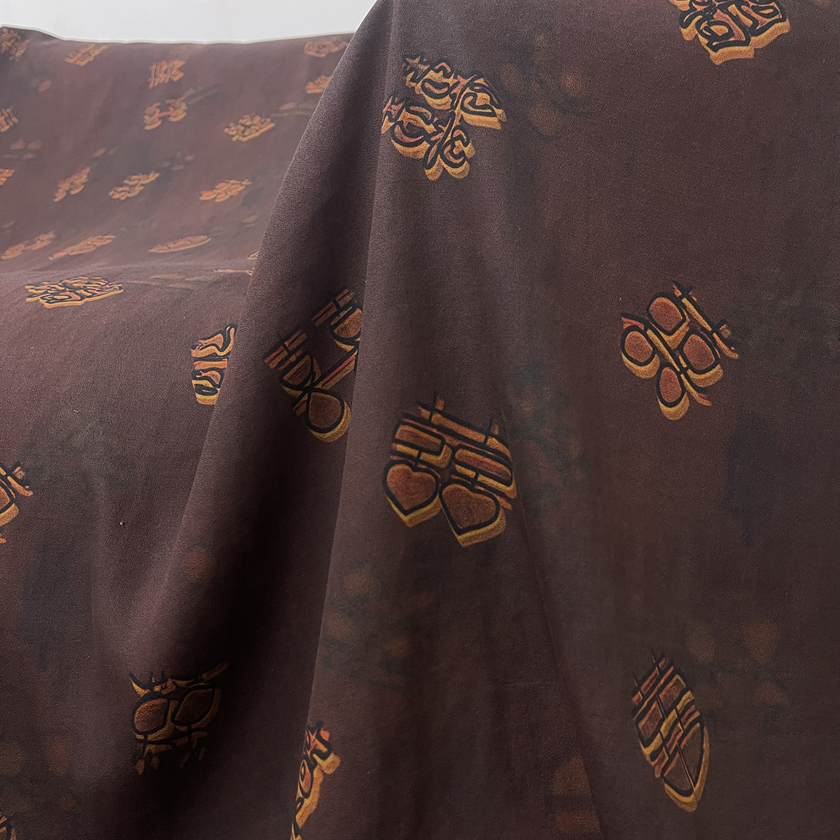 喜字绢纺香云纱110门幅40姆米左右 桑蚕丝面料布料