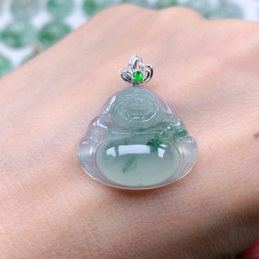 翡翠吊坠(不含链)18K金镶嵌