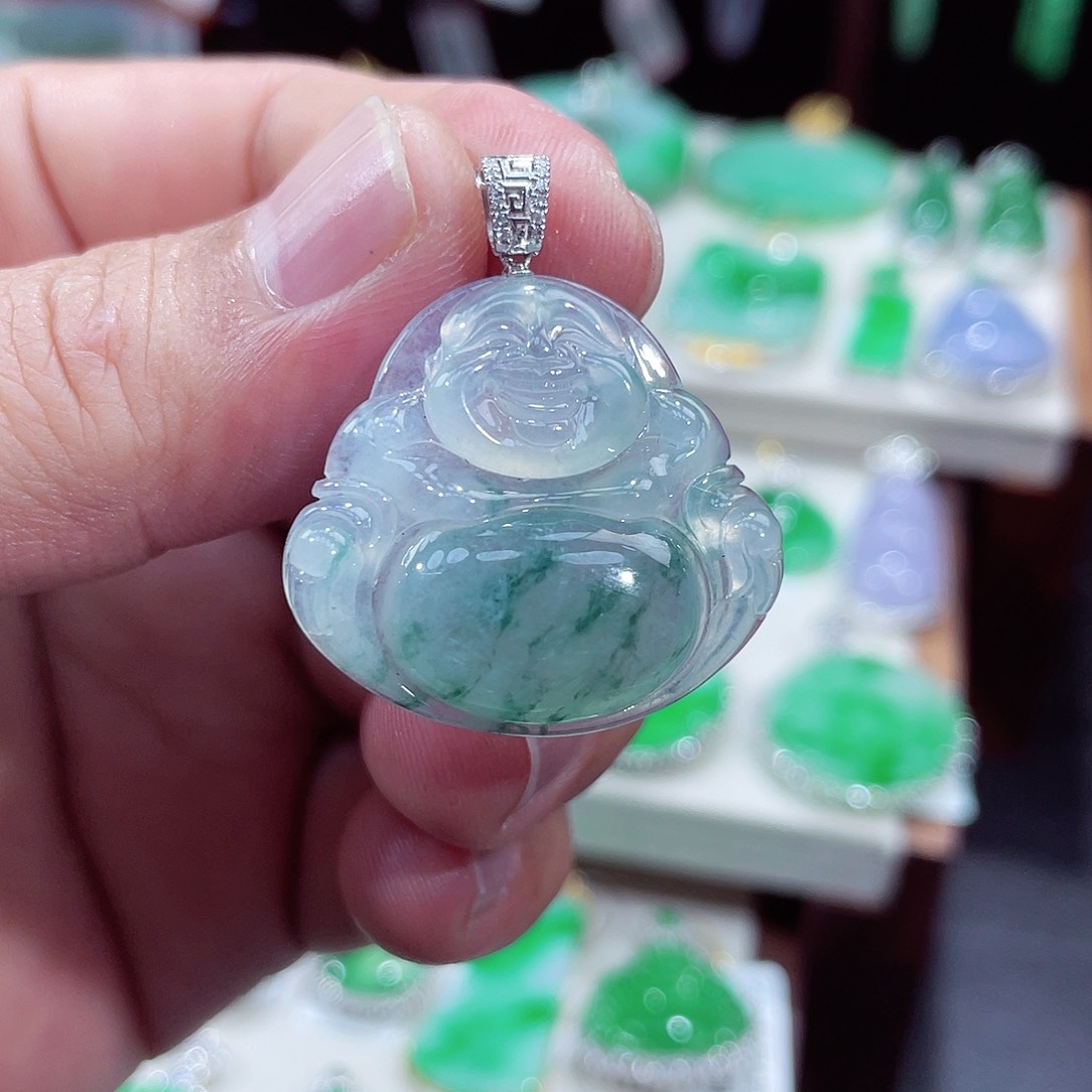 翡翠吊坠(不含链)18K金镶嵌
