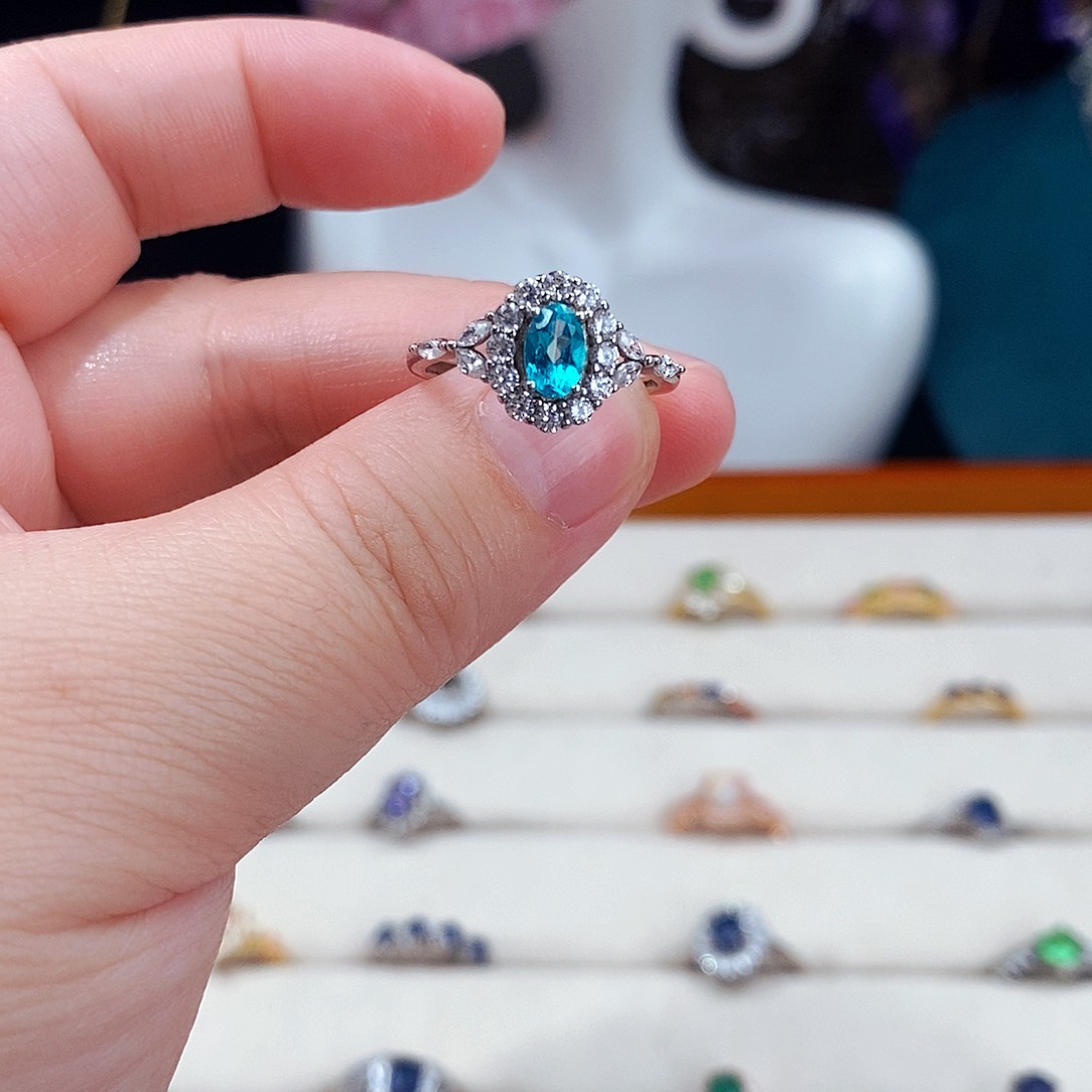 托帕石戒指银S925镶嵌