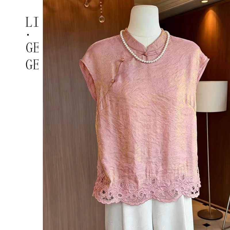 【李老板专属】i.GEGE【夏。倾城】复古桑蚕丝提花洒金上衣SD8006