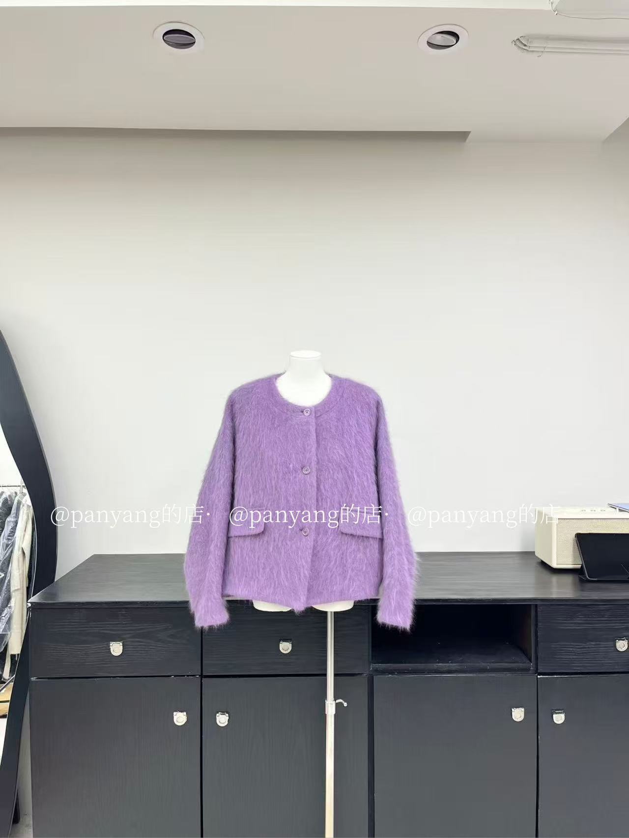 【P.y】宽松圆领短款兔毛外套