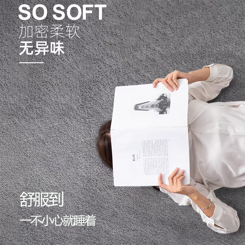 加厚纯灰色防水地毯现代简约日式原木风北欧客厅卧室衣帽间可水洗