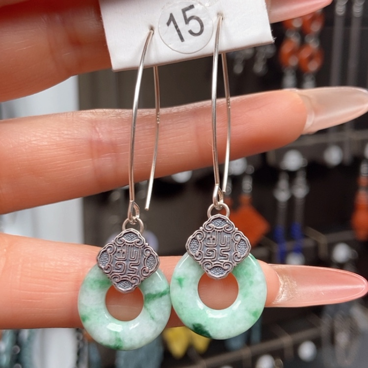 【闪购商品】翡翠耳饰银S925镶嵌耳饰