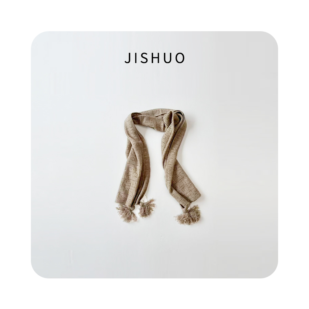 百搭优雅秋冬不掉色女流苏围巾杏色针织休闲高级时尚感