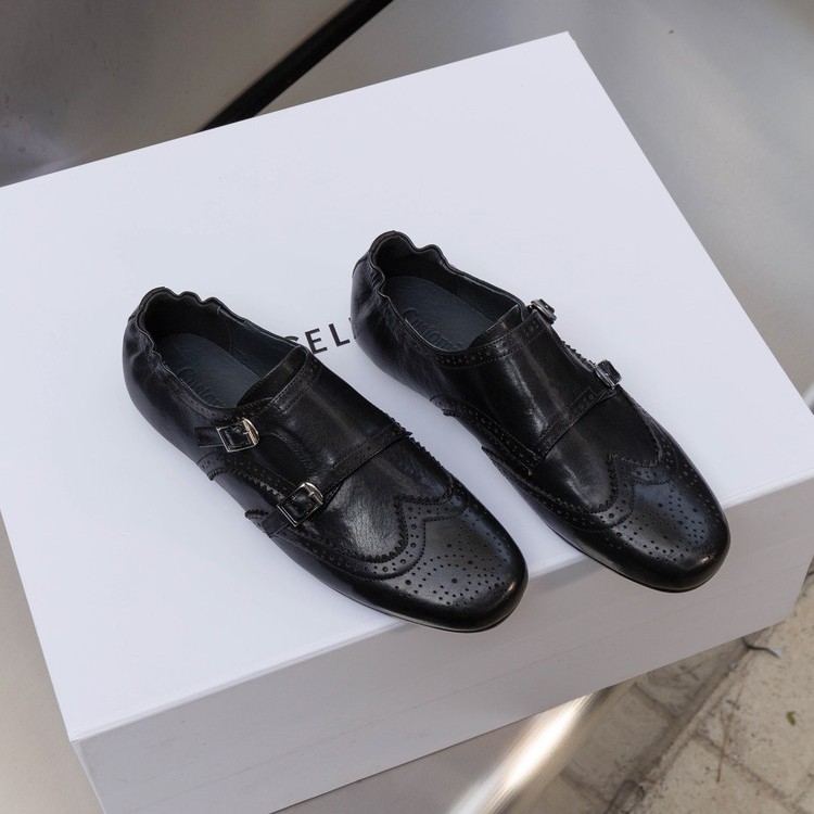 【指念】布洛克鞋皮鞋黑色百搭韩版平底时尚休闲鞋英伦方头休闲单鞋