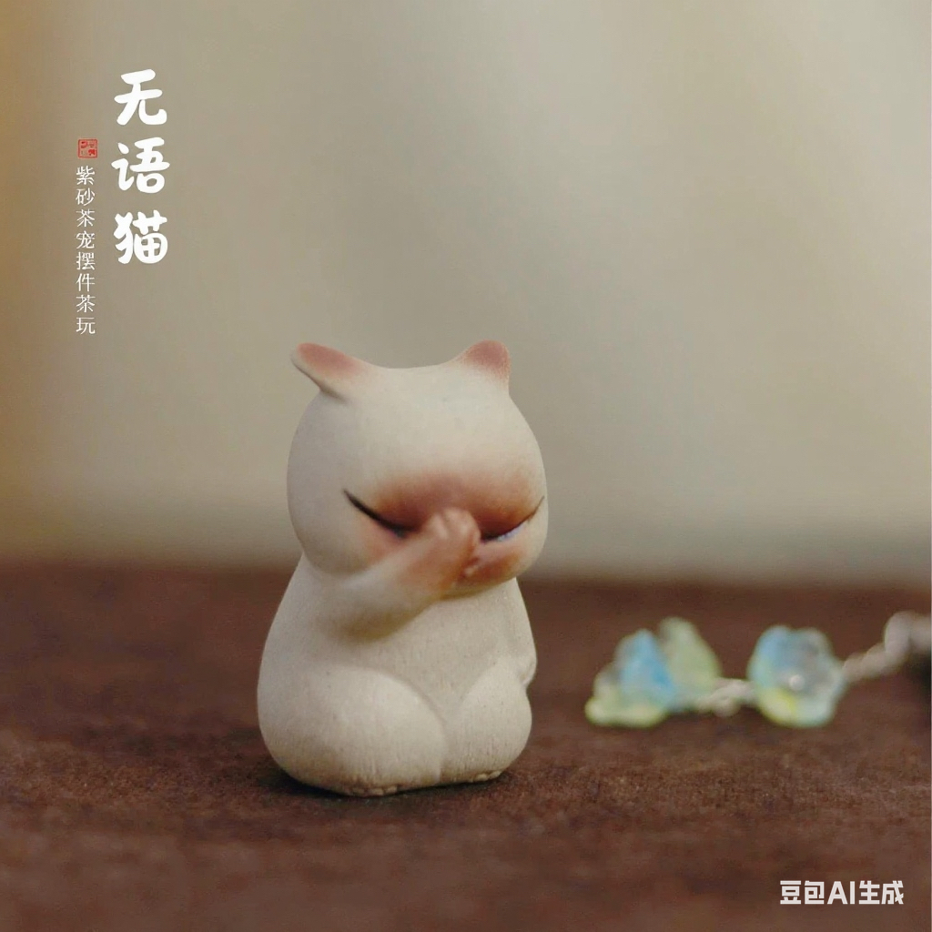 紫砂茶宠猫咪原矿手工精品可养无语猫可爱趣味茶桌茶具礼品摆件