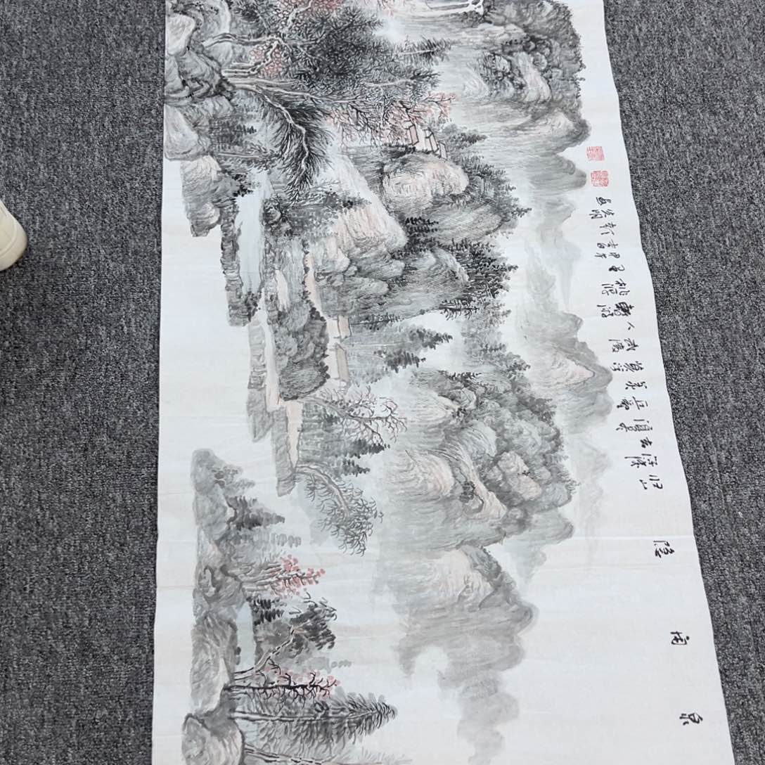 国画卖字画的小男孩