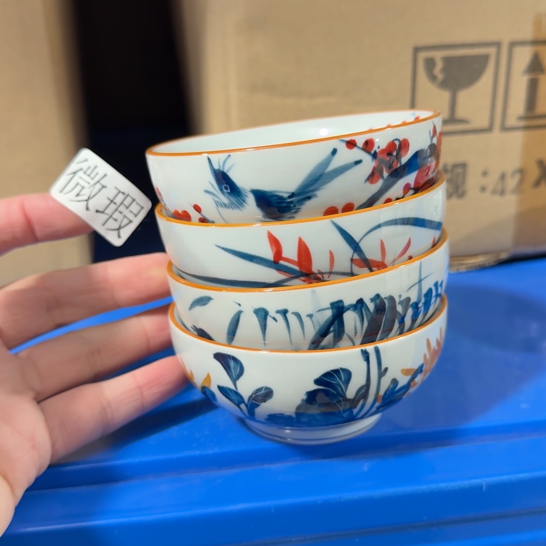 釉下手绘茶具微瑕