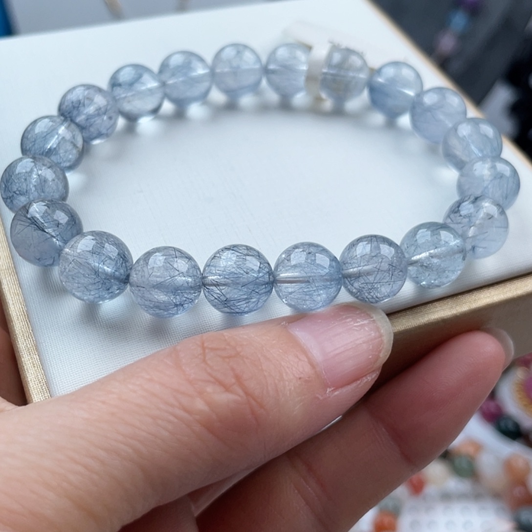 水晶未镶嵌珠宝半成品蓝兔毛发