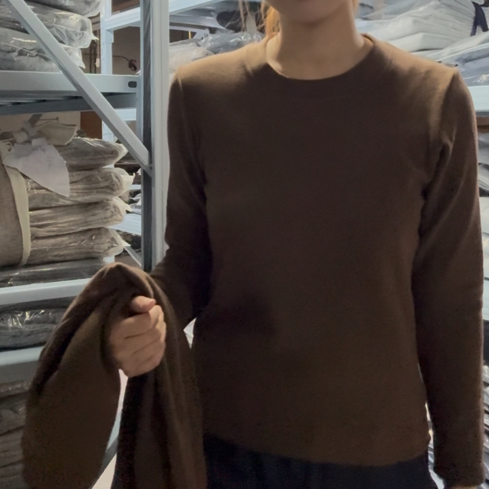 冬季双面德绒【0聚酯】【小圆领基础款】软糯保暖上衣弹力打底女