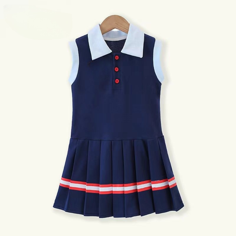 女童2025夏季新款Polo领卡通T裙B2892