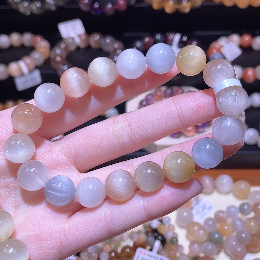 水晶手链未镶嵌兔毛手链，晶体通透12