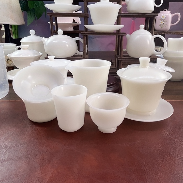 10件套装：隐唐窑/璞玉素烧自生釉150ml马蹄盖碗套组